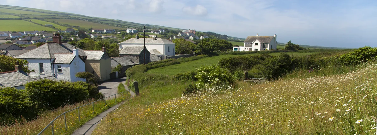 View of Boscastle from Forrabury Church, Melbourne Cottage